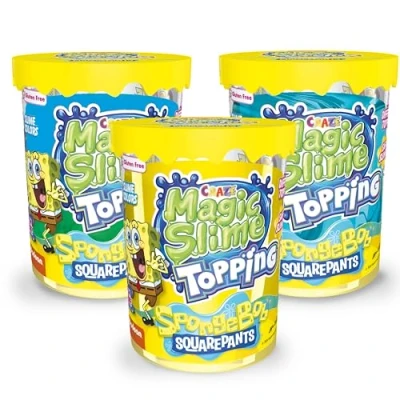 Bild av CRAZE Magic Slime Topping SpongeBob Fantasy Ocean, 3 flaskor för barn, varje burk innehåller 70 ml och två toppningar