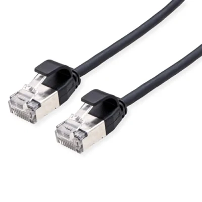 Bild av ROLINE U/FTP DataCenter patchkabel Kat.6A (klass EA), LSOH, smal, svart, 2 m