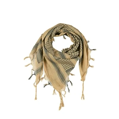 Bild av Brandit Shemag halsduk, Plo palestinisk, Arafat tuch, 110 x cm, 100% bomull flera färger, Khaki svart, 110x110