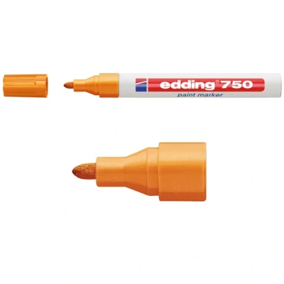 Bild av edding 750 Lackmarker orange 1 Stift Rundspitze 2 4 mm Lackstift zur Markierung und Beschriftung von Metall, Glas, Stein oder Kunstststoff hitzebeständig, permanent, wisch wasserfest
