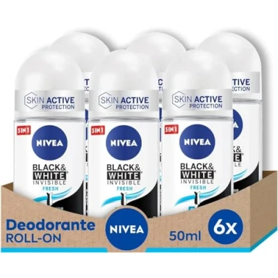 Bild av NIVEA Svart &amp; vit osynlig färsk roll on, 6 pack (6 x 50 ml)
