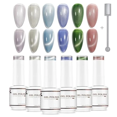 Bild av Nicedeco Hema gratis grymhetsfri vegansk kattöga gel nagellack 6 färger blötlägg av LED U V för nagelkonst manikyrsalong gör det själv