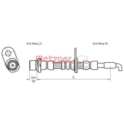 Bild av METZGER 4110029 Flexible De Frein 588 F10x1 TOYOTA: Corolla IX 3/5 portes, Verso, Avensis II 5 portes