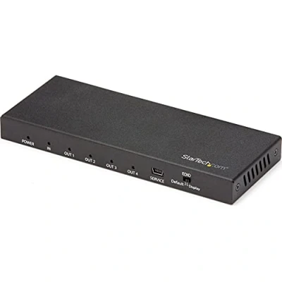 Bild av StarTech.com HDMI splitter 4 port 4K 60Hz 1 i utgång vägs portsplitter (ST124HD202), 66 mm x 63,5 165,1