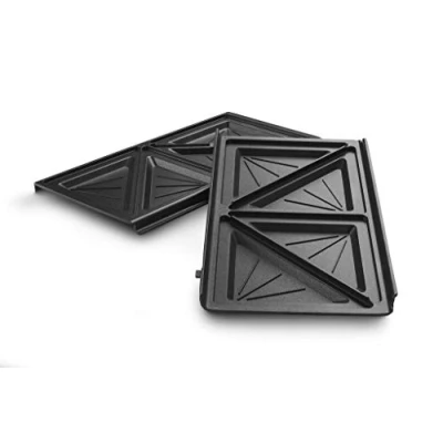 Bild av De&#039;Longhi smörgåsplattor set DLSK154 kökstillbehör för Multigrill SW12, grillinsats med diagonal fördjupning, diskmaskinssäker gjuten aluminium, svart