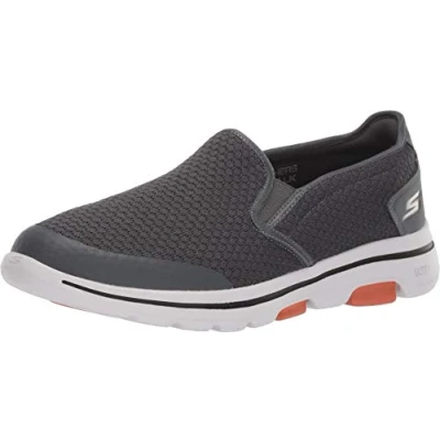 Bild av Skechers herr Go Walk 5 Apprize Slip On sneakers, Träkol textil syntetisk vit trim, 49.5 EU