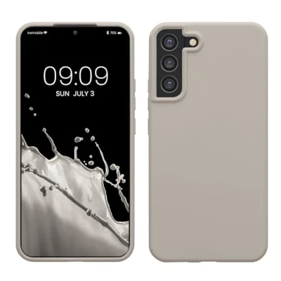 Bild av kwmobile fodral kompatibelt med Samsung Galaxy S22 Plus silikon mobiltelefonfodral mjuk yta trådlös laddning beige matt
