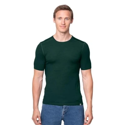 Bild av DANISH ENDURANCE T shirt Merinoull för herr, Kortärmad, Premium, Luftig, Transporterar fukt, Mörkgrön, L