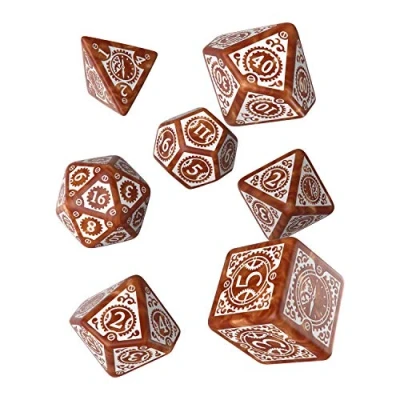 Bild av Q Workshop STC72 Steampunk Clockwork Caramell &amp; White Dice Set (7)