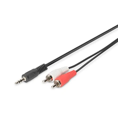 Bild av DIGITUS ljudadapterkabel 3,5 mm jack till 2x RCA Aux kabel stereokabel adapter 5m svart för stereosystem, hemmabio, soundbar, dator