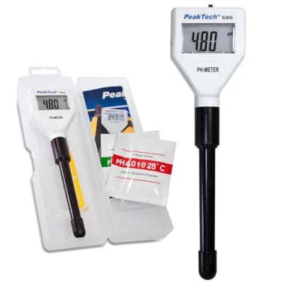 Bild av PeakTech P 5315 Digitalmätare 0.00 14.00, smal sond, PH testare inkl. kalibreringslösningar, mätutrustning, laboratorium, idealisk för Erlenmeyer kolvar och provrör, driftsspänning 4 x 1,5 V