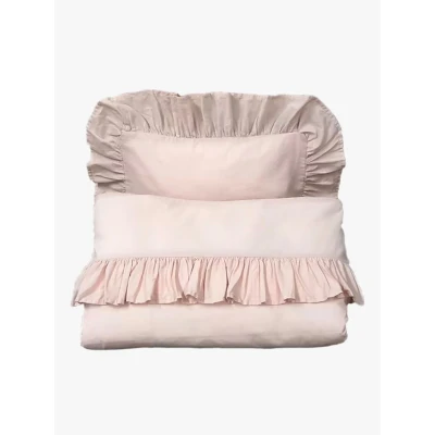 Bild av Mini Dreams påslakanset spjälsäng, volang rosa
