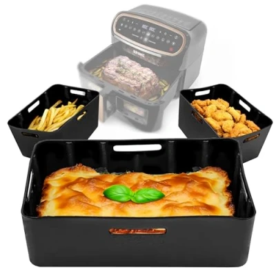 Bild av Duronic AFL3 Förpackning med 3 Silikonformar Återanvändbara Plåtformar för Airfryer Antiklibb Silikoninsatser Kompatibla AF34, AF24 och Andra Airfryers