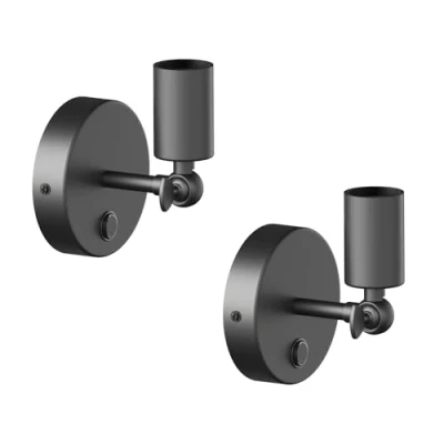 Bild av ledscom.de 2 st. vägglampa FETRO, strömbrytare, svart matt, rund, 1x E27 max. 60W