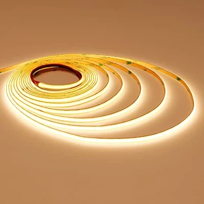 Bild av TOPAI 12V Tunn 5mm COB LED Ijusremsa 3000K Varm Vit 5M 4000Lm CRI&gt;90 Enhetlig Punktfri 400LEDs/M Självhäftande Flexibelt Skärbar tejp för DIY, sovrum, belysning under skåp