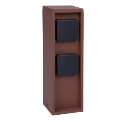 Bild av BOLD 19370 Pado utomhusuttag trädgård (uttagsspelare) med 2 uttag i rostfärg (IP44 utomhusuttagsspelare 3680 Watt vinklad 30 x 9 cm Enkel montering Plastfri förpackning)