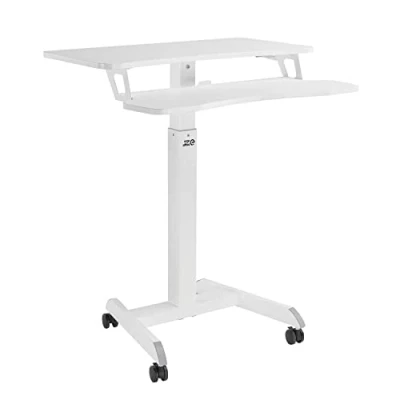 Bild av Ergo Office ER 444 Höjdjusterbart Sitt Stå Skrivbord Med Hjul Arbetsstation Dubbel Plattform Belastbar Upp Till 8 kg Gasfjäder (Vit)