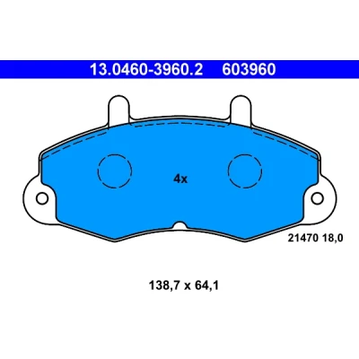 Bild av ATE 13.0460 3960.2 Jeu de plaquettes frein préparé pour indicateur d&#039;usure, contact signal d&#039;usure exclu