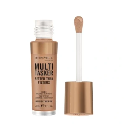 Bild av Rimmel Multi Tasker Better Than Filters, 3 i 1 hudprimer, ljusbooster och överstrykningspenna för en naturlig jämn glöd, infuserad med C vitaminer, vegan grymhetsfri, 004 ljus medium