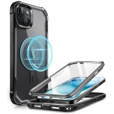 Bild av i Blason AresMag för iPhone 15 fodral/iPhone 14 13 skal [6,1 tum], [MagSafe kompatibel] Stöttåligt och robust klart stötskyddande fodral med inbyggt skärmskydd (svart)
