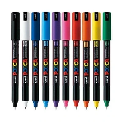 Bild av POSCA PC 1MR färgpennor 0,7 mm spets förpackning med 10 färger