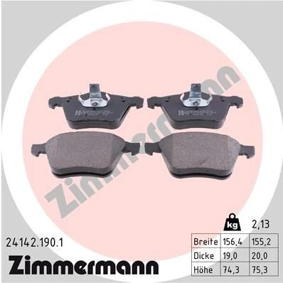 Bild av ZIMMERMANN 24142.190.1 Jeu de plaquettes frein la photo correspond au contenu livraison VOLVO: V60 I, S80 II, XC70 II Break, FORD: S Max Mk1