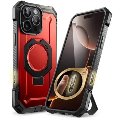 Bild av SUPCASE Fodral för iPhone 16 Pro Max 2024 med Stativ (Unicorn Beetle Grip), [MagSafe Kompatibel] [Fallbeständigt Militärkvalitet] Robust och Hållbart Magnet (Röd)