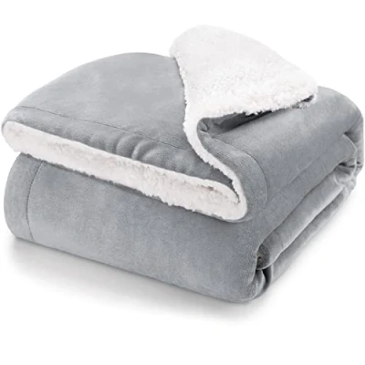 Bild av Blumtal Premium Sherpa mysfilt 220 x 240 cm varm filt OEKO TEX® certifierad tjock sofffilt, sängöverkast eller vardagsrumsfilt, grå