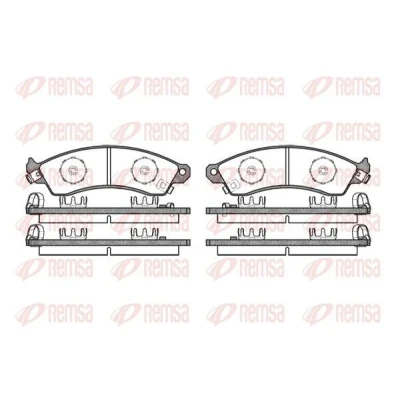 Bild av REMSA 0334.02 Jeu de plaquettes frein Essieu avant contact signal d&#039;usure inclus avec ressort CHEVROLET: Corvette C4 Coupe, C6 Coupe