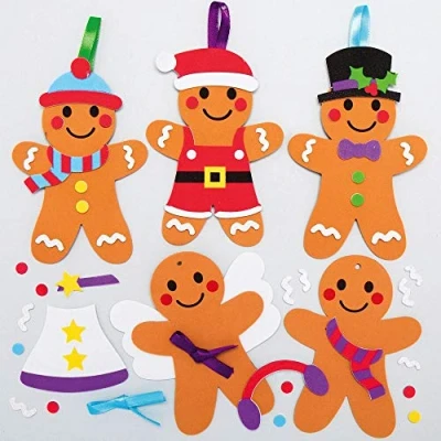Bild av Baker Ross Pepparkaksgubbe mix och matchningskit 8 pack, julkonst hantverk juldekorationer för barn (AX357)
