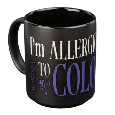 Bild av Grupo Erik Wednesday I&#039;m Allergic To Color Ceramic Mug 35 cl / 350 ml 11,8 oz 3.74 x 3.15 inches 9.5 8 cm Coffee Tea Cool Gifts Addams