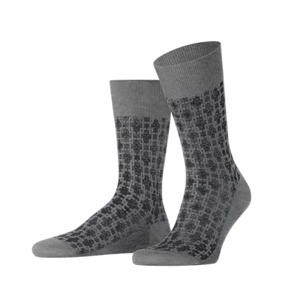 Bild av FALKE herrstrumpor Artwork Tie M SO bomullmönstrad 1 par, Grå (Light Grey melange 3390), 4748, (ljusgrå 47 48 EU
