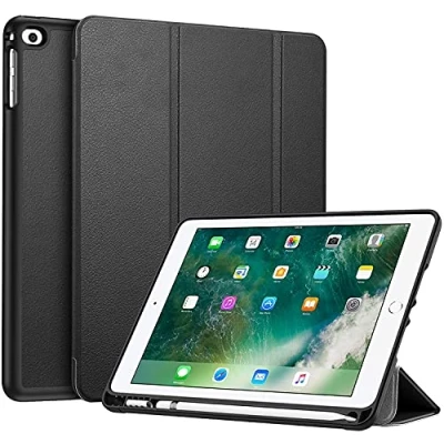 Bild av Fintie Fodral för iPad 6:e generationen 2018/iPad 5th Generation 2017/iPad Air 2/Air 1, 9,7 tum [Inbyggd pennhållare] Lätt stående skyddsskal med automatisk uppvakning/sömn, svart