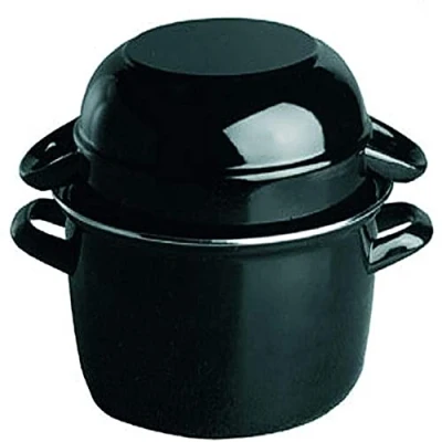 Bild av APS musselkruka, musselkruka för 1,5 kg, fisk och skaldjurskruka, av svart emaljerat stål, kapacitet: 3,3 liter, lock: 1,6 22,5 x 26,5 cm, höjd 18 cm