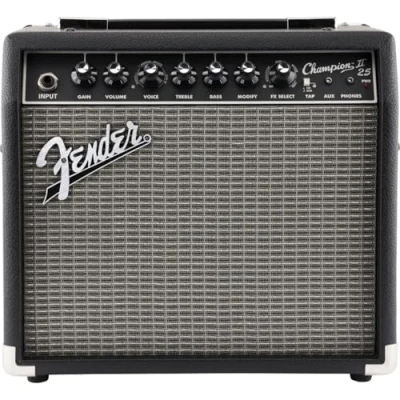 Bild av Fender Champion II 25, 25 W Combo gitarrförstärkare, lämplig för elgitarr, ökad effekt, effekter och förbättrade förstärkarmodeller, svart/silver