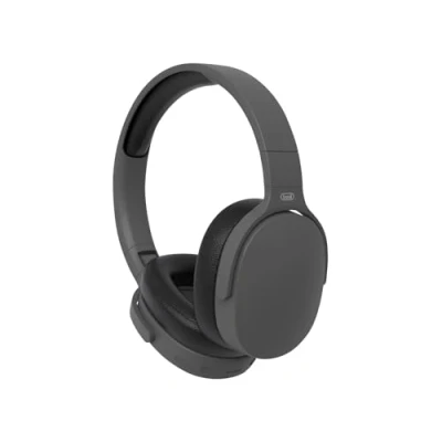 Bild av Trevi DJ 12E45 BT Hi Fi Bluetooth hörlurar med Mp3 spelare för Micro SD kort, AUX IN, direkt knapp telefonsamtal, inbyggd mikrofon, uppladdningsbart batteri typ C, svart