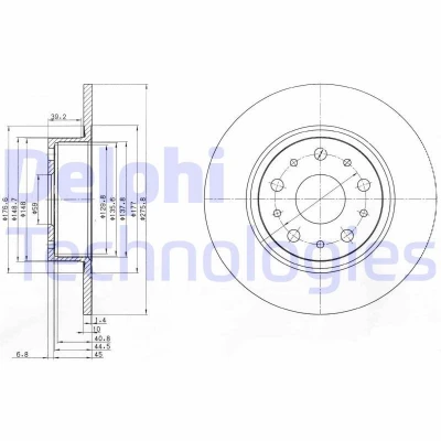 Bild av DELPHI BG3076 Disque de frein 276 10 5 plein huilé non traité sans roulement roue, bague ABS ALFA ROMEO: 166, LANCIA: Kappa Coupe