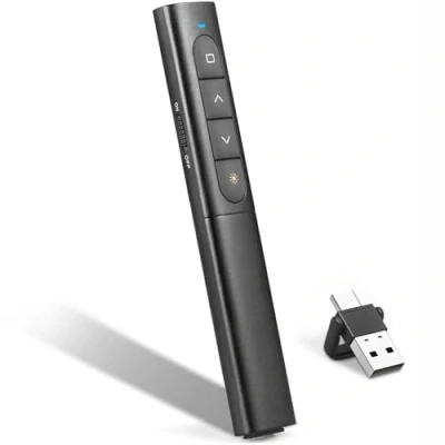 Bild av USB/Type C 2 i 1 presentationsklickare för Powerpoint, Hyperlink volymkontroll trådlös presentatör fjärrpresentation pekare bild advancer PPT Clicker Mac iPad dator bärbar