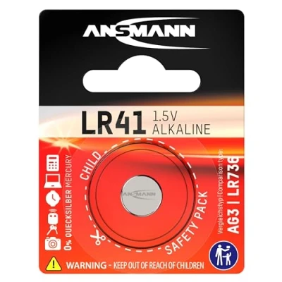 Bild av Ansmann Lr41 Myntbatteri [Paket Med 1] Alkaliskt 1,5 V Knappcell Idealisk för Laserpekare, Klockor, Röstinspelare, Glukometrar, Termometrar och Barnleksaker Silver