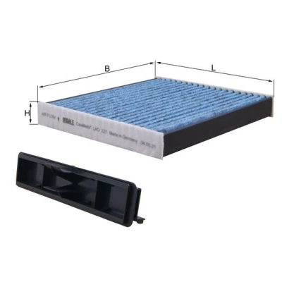 Bild av MAHLE ORIGINAL LAO 227 Filtre d&#039;habitacle à charbon actif, aux propriétés anti allergènes, avec effet antibactérien 244,0 237 47,0 CareMetix