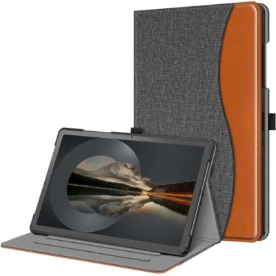 Bild av Fintie Fodral för Samsung Galaxy Tab A9 Plus 11 tum 2023, multivinkel folio, skyddande fodral, dokumentfack och automatisk sömn/väckningsfunktion surfplatta SM X210/X216/X218, grå/brun