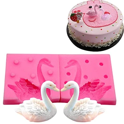 Bild av WonDerfulC 3D svan fondant silikonform, dekoration för fågelkakor, silikonformer, gör det själv bakning chokladform, hartslera ljusformar