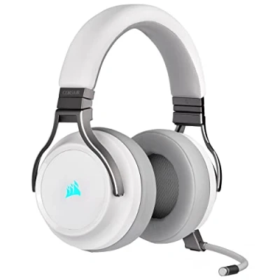 Bild av Corsair Virtuoso RGB trådlöst spelheadset med hög Fidelity (7.1 surroundljud, hörlurar minnesskum för hörlurar, mikrofon PC, Xbox One, PS4, Switch och mobil kompatibilitet) vit