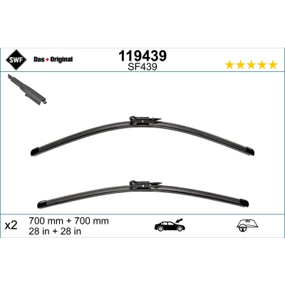 Bild av Balai d&#039;essuie glace Swf Visioflex 119439 avant Sans Cadre FORD: KUGA 2, FORD USA: Edge Mk2