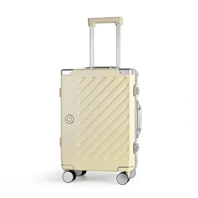 Bild av JLY 100% polykarbonat blixtlåsfritt bagage, dubbla TSA lås hårt skal resväska med 4 spinner hjul, aluminiumhandtag, kabinväska, flygrutig (Smörgul, S (54.5cm 34L))