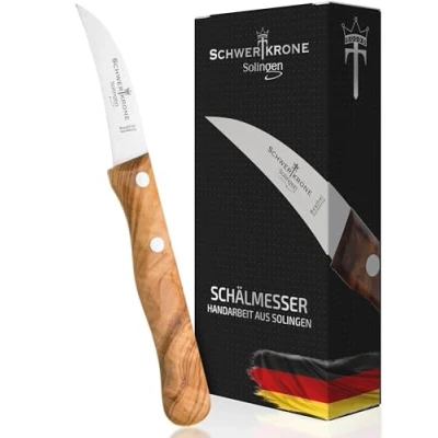 Bild av Svärdkrona kniv Solingen Germany fruktkniv/grönsakskniv vass/skalkniv trä oliv 15,5 cm böjd rostfri fågelnäbb (1)