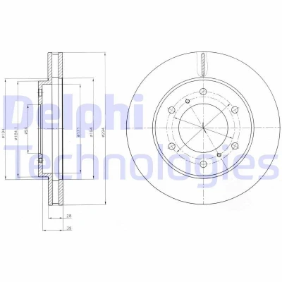 Bild av DELPHI BG4257 Disque de frein 294 28 6 ventilé huilé non traité sans roulement roue, bague ABS MITSUBISHI: L200 / Triton IV Pick up