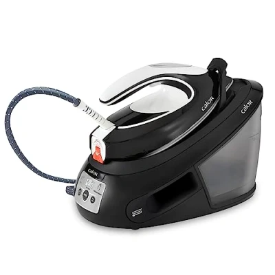 Bild av Tefal SV8055 Express anti Calc ångstrykningsstation, 2800 watt, ångpuff 450 g/min, kontinuerlig ånga 120 kalkkollektor, Durilium AirGlide AutoClean stryksula, svart/vit