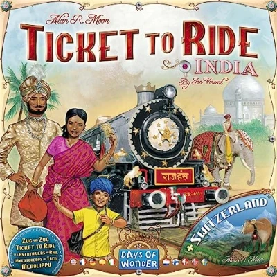 Bild av Days of Wonder Ticket to Ride India Switzerland Expansion Brädspel För Vuxna och Familjen Svenska Danska Norska Finska Ålder 8+ 2 till 5 spelare Speltid 30 60 Minuter