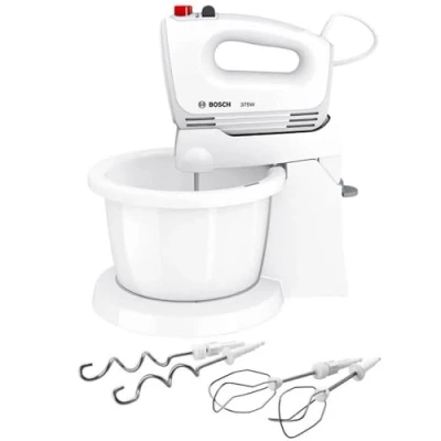 Bild av Bosch Handvisp CleverMixx MFQ2600W, blandningsskål plus hållare, handvisp, 2 visp, knådkrokar, 375 W, vit